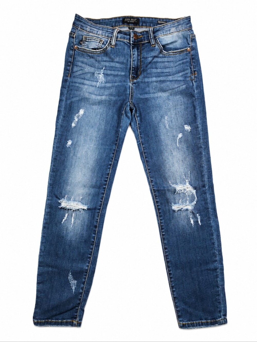 Judy Blue Relaxed Fit Distressed Jeans JB8271DK Mid Rise Stretch Size 11